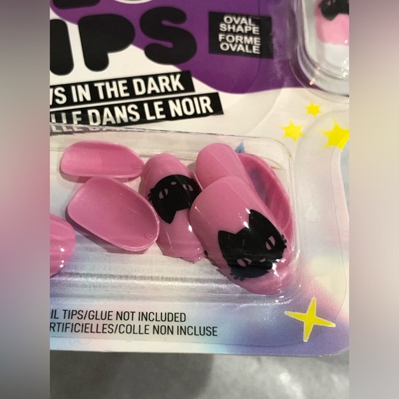 24piece glow in the dark spooky black cat skeleton finger press-on nails new - Picture 7 of 13